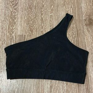 Black one shoulder sports bra
